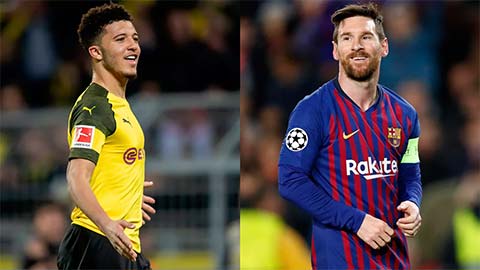 Thần đồng Sancho đứng ngang hàng với siêu sao Lionel Messi