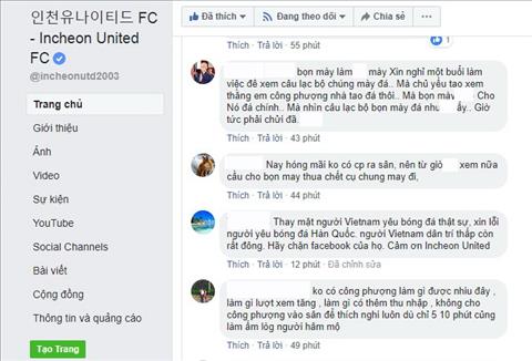 Trong khi mot so CDV bay to su phan no, mot NHM Viet Nam xin loi va mong CLB Incheon United chan nhung nguoi hanh xu khong dep.