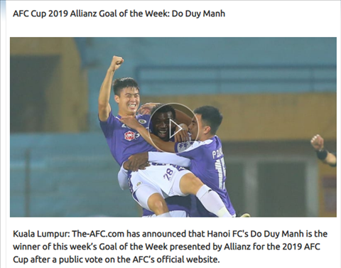 Duy Mạnh chiến thắng ở cuộc bình chọn Bàn thắng đẹp nhất AFC Cup  hình ảnh