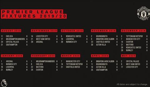 Lịch thi đấu M.U tại NHA mùa 2019/20: Solskjaer và giấc mơ nhỏ bé