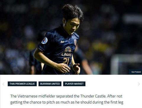 Báo Thái Lan loan tin tiền vệ Xuân Trường chia tay Buriram