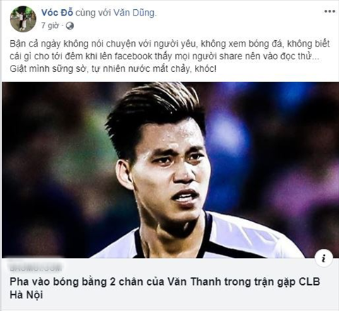 Người yêu hậu vệ Văn Dũng bật khóc vì pha vào bóng nguy hiểm của Văn Thanh