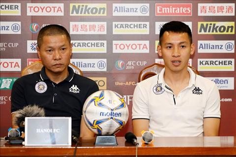 Do Hung Dung chia se trong buoi hop bao truoc tran chung ket AFC Cup 2019. Anh: Ha Noi FC