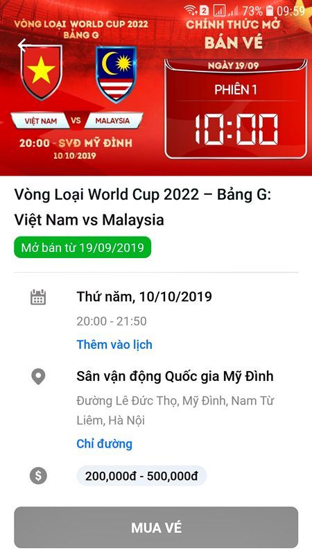 Vé xem Việt Nam vs Malaysia đợt 1 hết trong một nốt nhạc hình ảnh