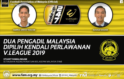 LDBD Malaysia xac nhan hai vi trong tai cua minh se dieu hanh cac tran dau o hai vong dau ha man V-League 2019