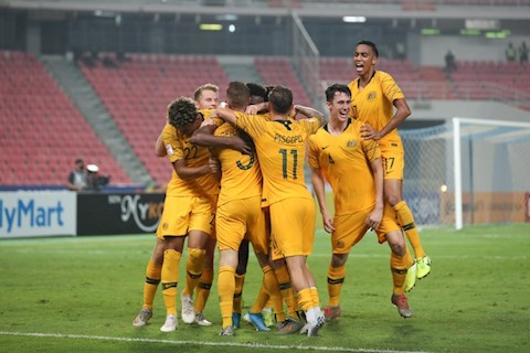 U23 Australia an mung ban thang o hiep phu thu nhat. Anh: AFC.