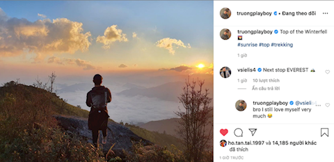Tiền vệ Xuân Trường đăng ảnh bình minh trên núi