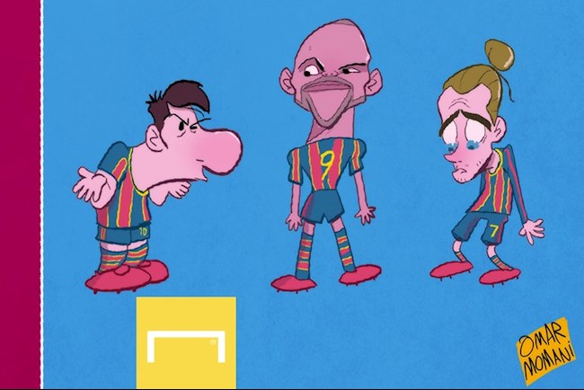 Biếm họa: Messi vẫn rất cay cú với Griezmann và Braithwaite