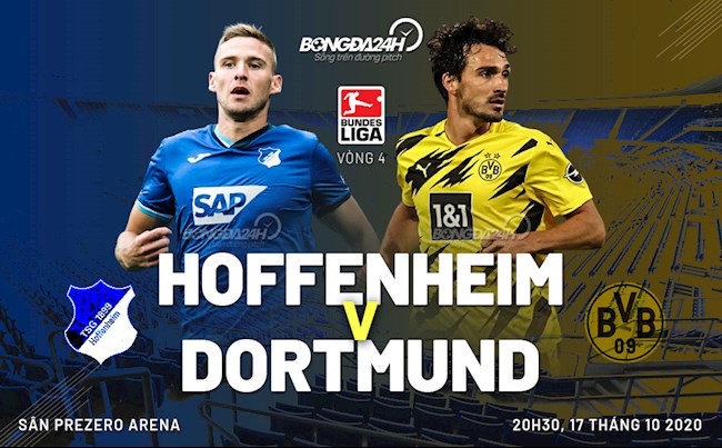 Truc tiep bong da Hoffenheim vs Dortmund vong 4 Bundesliga 2020/21 luc 20h30 ngay hom nay 17/10