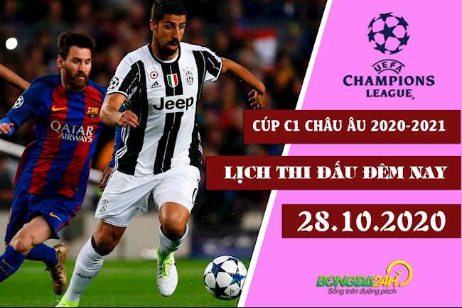 lich bong da cup c1 hom nay Lịch thi đấu Cúp C1 châu Âu/Champions League 2020-21 đêm nay 28/10