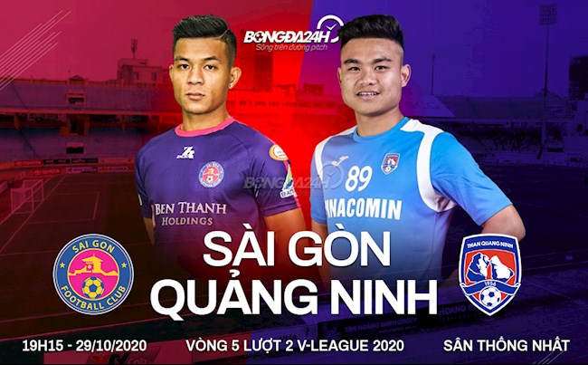 Truc tiep bong da Sai Gon vs Quang Ninh luot 5 nhom A V-League 2020 luc 19h15 ngay hom nay 29/10