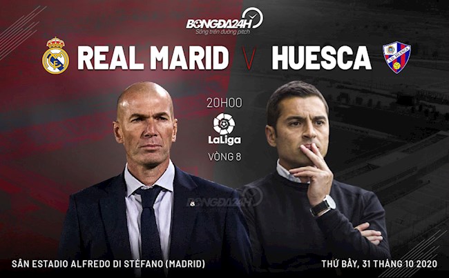 Truc tiep bong da Real Madrid vs Huesca vong 8 La Liga 2020/21 luc 20h00 ngay hom nay 31/10