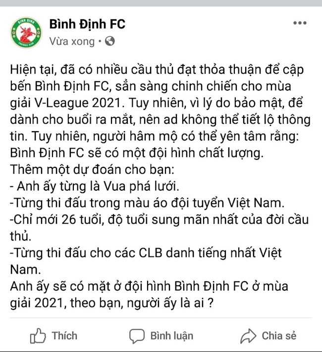  Bình Định chiêu mộ cựu tiền đạo Hà Nội và TPHCM hình ảnh
