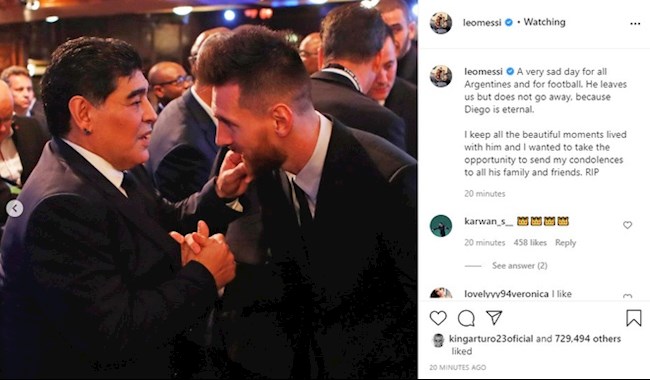 Lionel Messi: Diego Maradona sẽ mãi trường tồn cùng thời gian