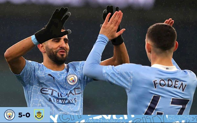 Ket qua Man City vs Burnley : Riyad Mahrez co ngay thi dau thang hoa