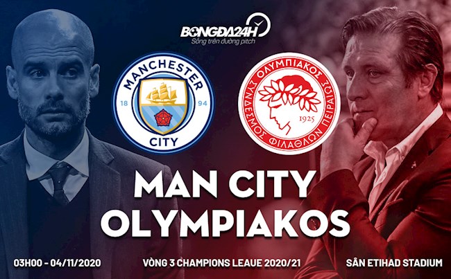 Truc tiep bong da Man City vs Olympiakos cup C1/Champions League 2020/21 luc 3h00 ngay hom nay 4/11