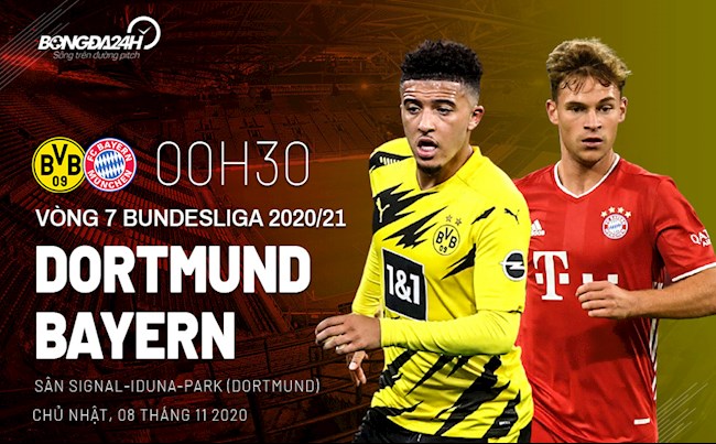 Truc tiep bong da Dortmund vs Bayern Munich vong 7 Bundesliga 2020/21 luc 0h30 ngay hom nay 8/11