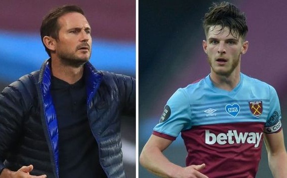 HLV Frank Lampard nói về tiên vệ Declan Rice hình ảnh