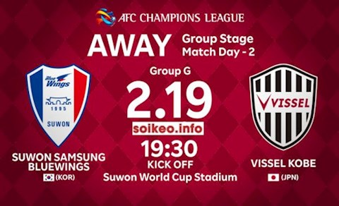 Suwon vs Vissel Kobe 17h30 ngày 192 AFC Champions League 2020 hình ảnh