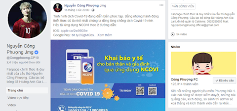 Trang facebook cua Cong Phuong tich cuc tuyen truyen chong dich Covid-19