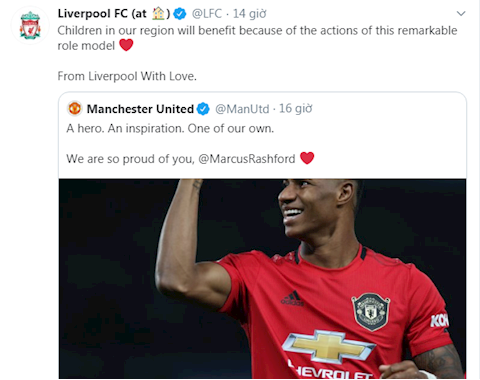 Liverpool động lòng trước hành động của tiền đạo Marcus Rashford hình ảnh