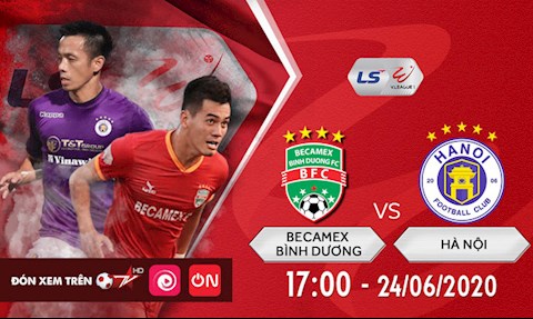 Truc tiep bong da Binh Duong vs Ha Noi 17h00 ngay hom nay 24/6 vong 6 V-League 2020