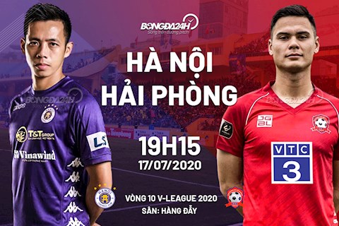 Truc tiep bong da Ha Noi vs Hai Phong 19h15 ngay hom nay 17/7 vong 10 V-League 2020