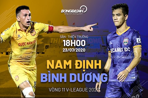 Truc tiep bong da Nam Dinh vs Binh Duong 18h00 ngay 23/7 vong 11 V-League 2020