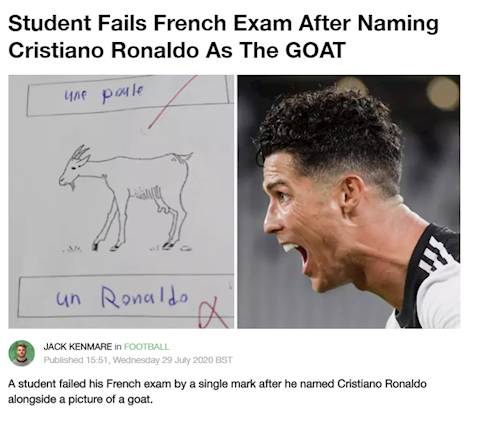 Nam sinh thi trượt tiếng Pháp vì Ronaldo hình ảnh