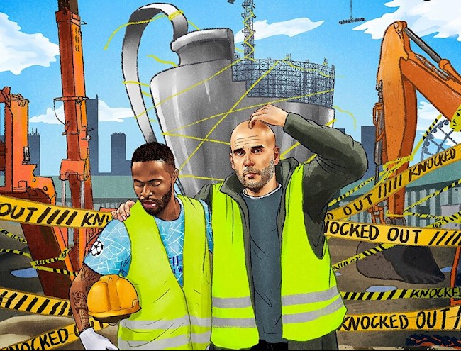 Biếm họa: Công trình Champions League của Pep tan tành vì Lyon