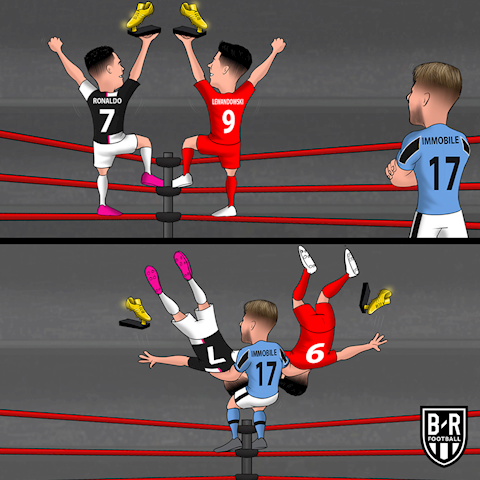 Biếm họa: Ronaldo và Lewandowski bị cướp giày vàng, Arsenal ăn mừng FA Cup