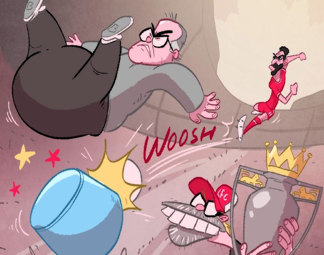 Biếm họa: Salah sút bay mọi toan tính của Marcelo Bielsa