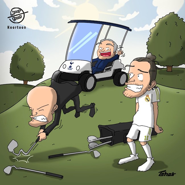 Biếm họa Mourinho rủ Gareth Bale về Tottenham để đi đánh golf hình ảnh 2