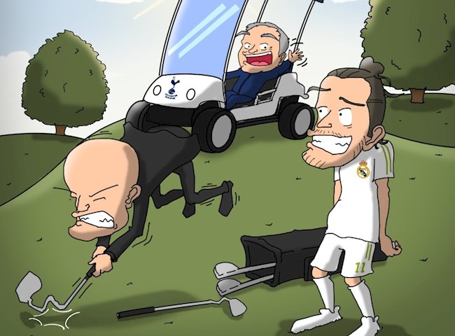 Biếm họa: Mourinho rủ Gareth Bale về Tottenham để đi... đánh golf