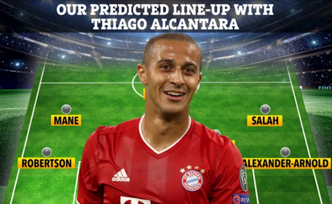 Thiago Alcantara đá ở đâu trong đội hình Liverpool?