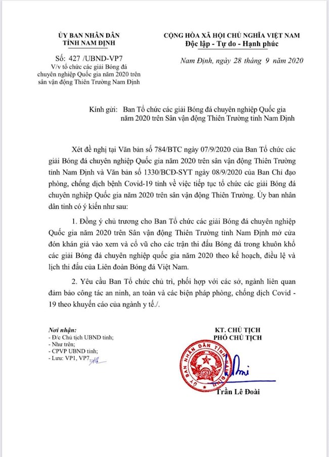  Nam Định được đón CĐV vào sân trong trận gặp SHB Đà Nẵng hình ảnh