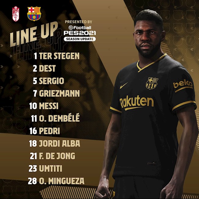 Danh sách xuất phát của Barca