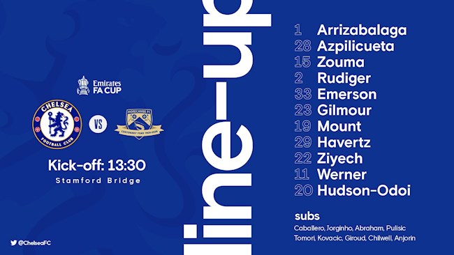 Danh sách xuất phát của Chelsea