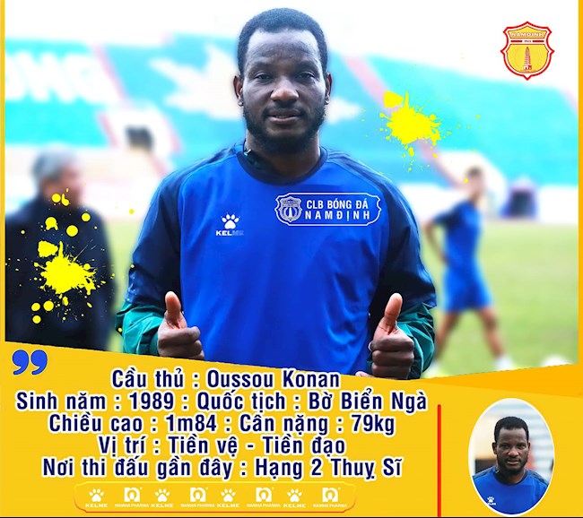 cầu thủ konan nam định Đồng hương của Didier Drogba chính thức gia nhập CLB Nam Định