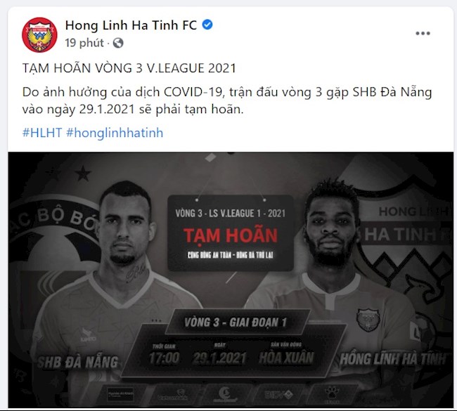 Hoãn trận SHB Đà Nẵng vs Hồng Lĩnh Hà Tĩnh ở vòng 3 V-League