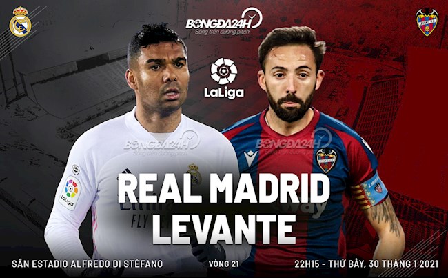 Trực tiếp bóng đá Real Madrid vs Levante 22h15 ngày hôm nay 30/1 vòng 21 La Liga 2020/21