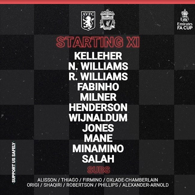 Danh sách xuất phát của Liverpool