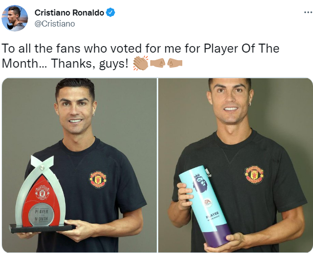 Ronaldo nhận 2 danh hiệu cá nhân Ronaldo nhận 2 danh hiệu cá nhân