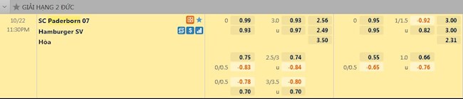 tỷ lệ tài xỉu Paderborn vs Hamburg