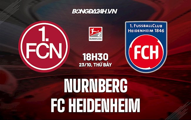 Nhận định bóng đá Nurnberg vs Heidenheim 18h30 ngày 23/10 (Hạng 2 Đức 2021/22)