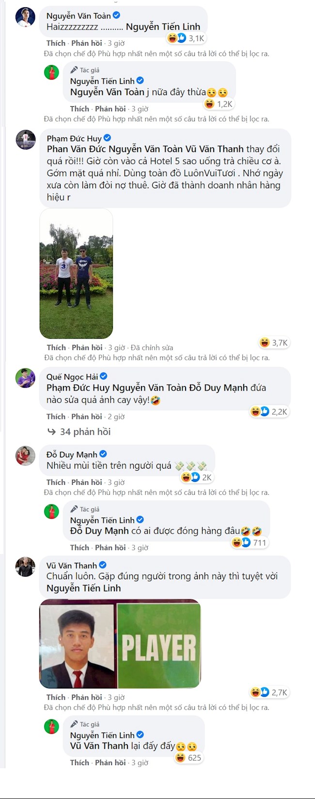 Dàn sao ĐT Việt Nam vào dìm hàng bức ảnh của Tiến Linh Dàn sao ĐT Việt Nam vào dìm hàng bức ảnh của Tiến Linh