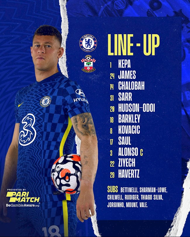 Danh sách xuất phát của Chelsea
