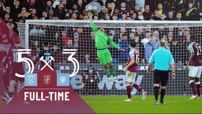 West Ham đánh bại ĐKVĐ Man City 5-3 trên chấm luân lưu để vào tứ kết cúp Liên đoàn Anh