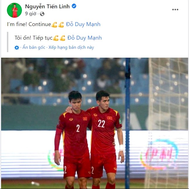 Tiến Linh khẳng định mình vẫn ổn sau trận gặp Saudi Arabia