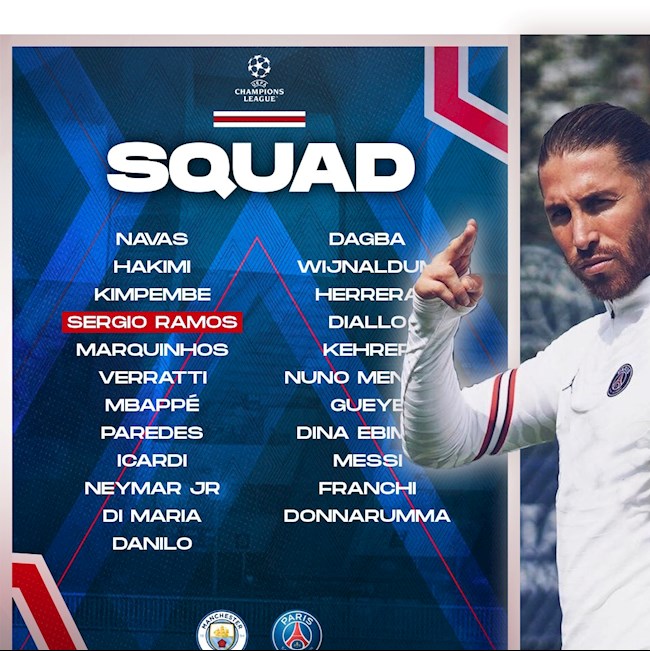 Sergio Ramos có tên trong trận gặp Man City